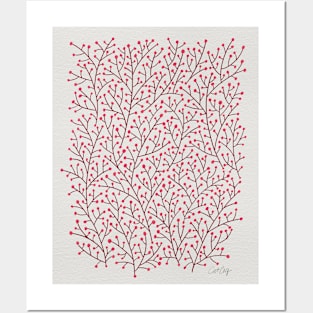 Berry Branches - Maroon Pink Posters and Art